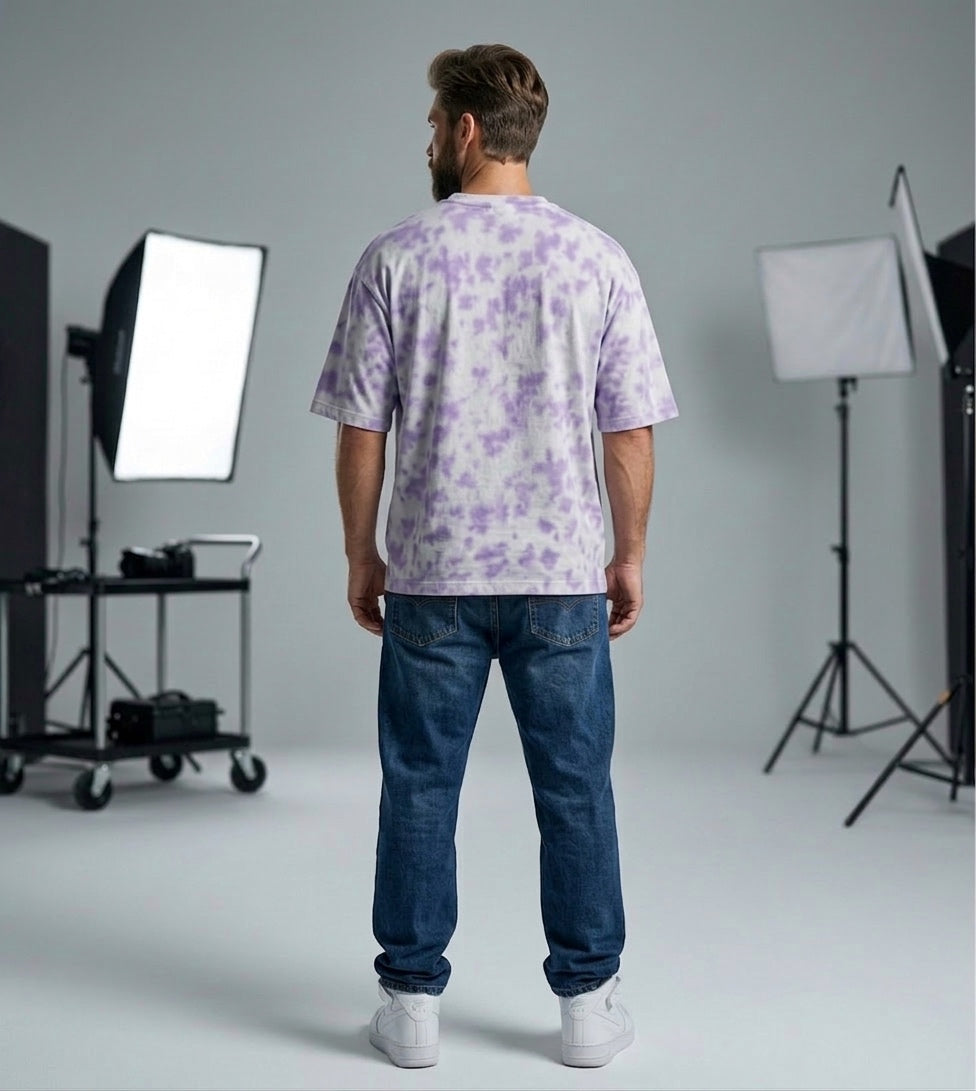 Unisex Dye White Lavender Oversized T-Shirt