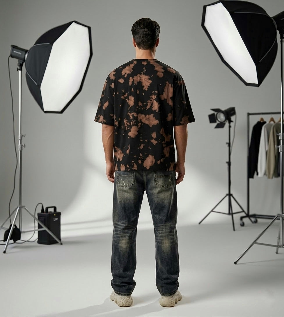 Unisex Dye Brown Black Oversized T-Shirt