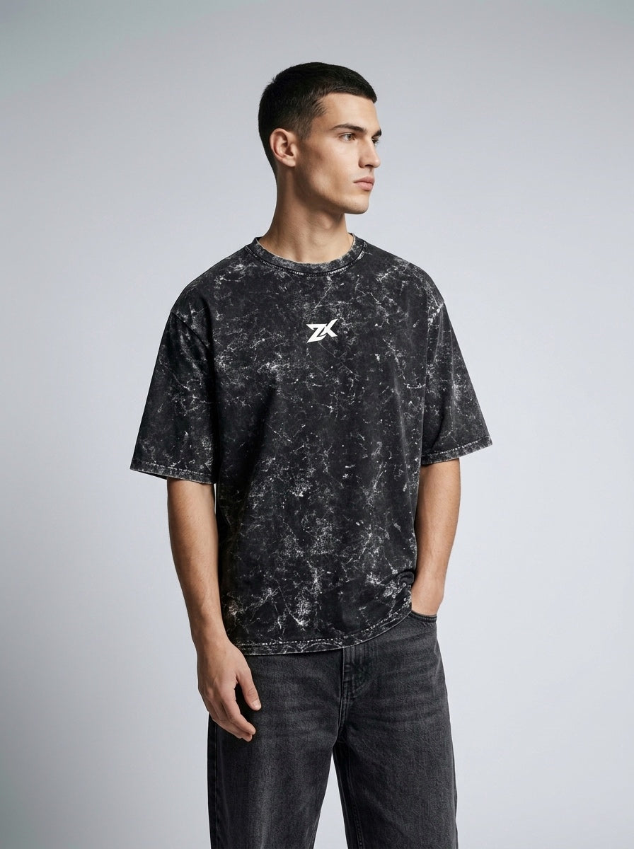 Acid Black Oversized T Shirt