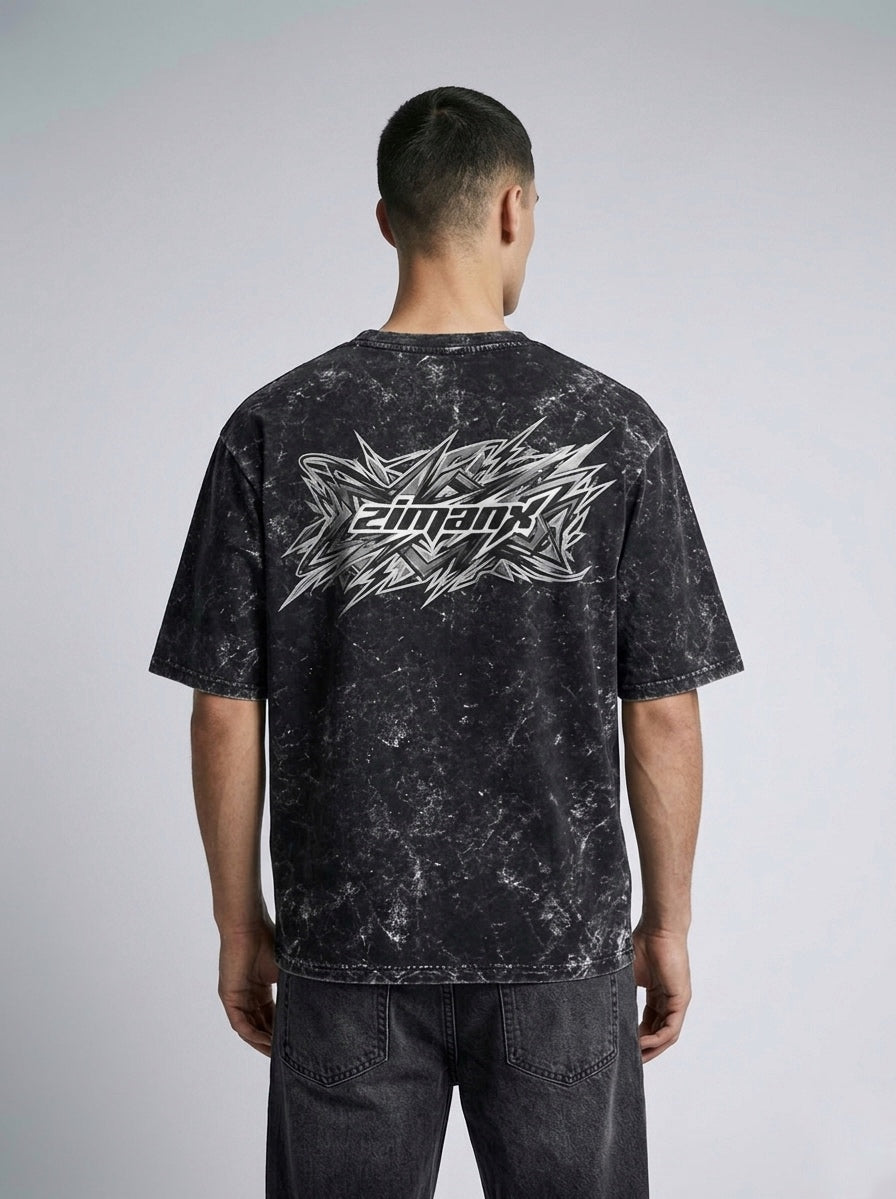 Acid Black Oversized T Shirt