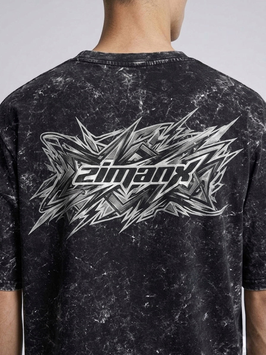 Acid Black Oversized T Shirt