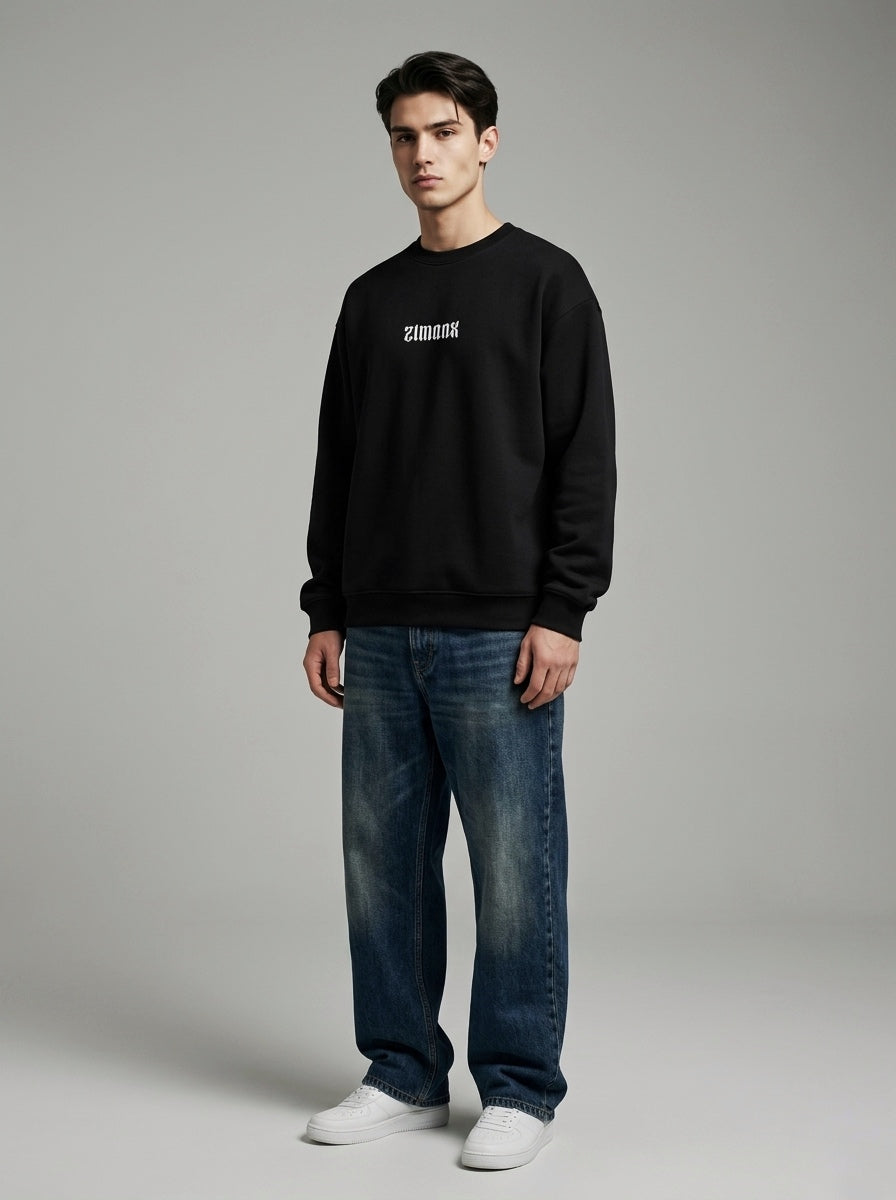 Unisex Black Oversized Sweatshirt